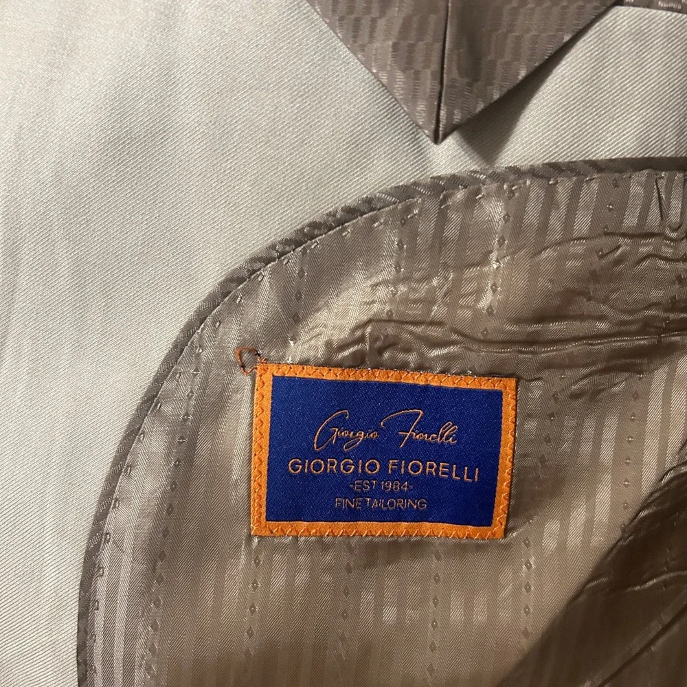 Giorgio Fiorelli 2-Piece Suit Blazer 49 Tan Two-Button 40X24 Trousers Flat Front